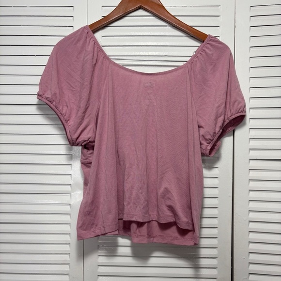 SO Sonoma Mauve Gathered Front Elastic Short Sleeve Blouse Top Size XXL - Picture 4 of 4